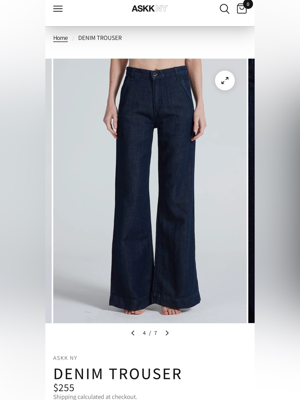 ASKK NY Dark Blue Wide-Leg Denim Trousers